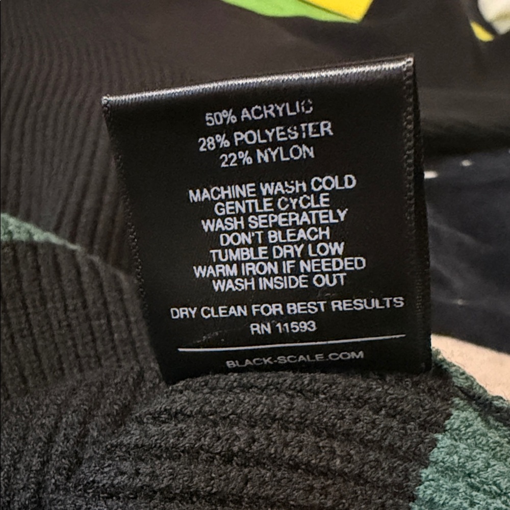 Black Scale Black V-Neck Sweater with Yellow Trim - Picture 8 of 16